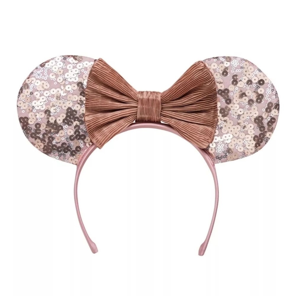 Rare Disney Rose Gold Sequin Minnie Mouse Ears